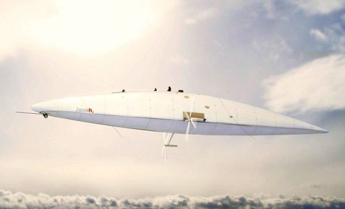 Hydrogen- und windgetriebener Zeppelin
